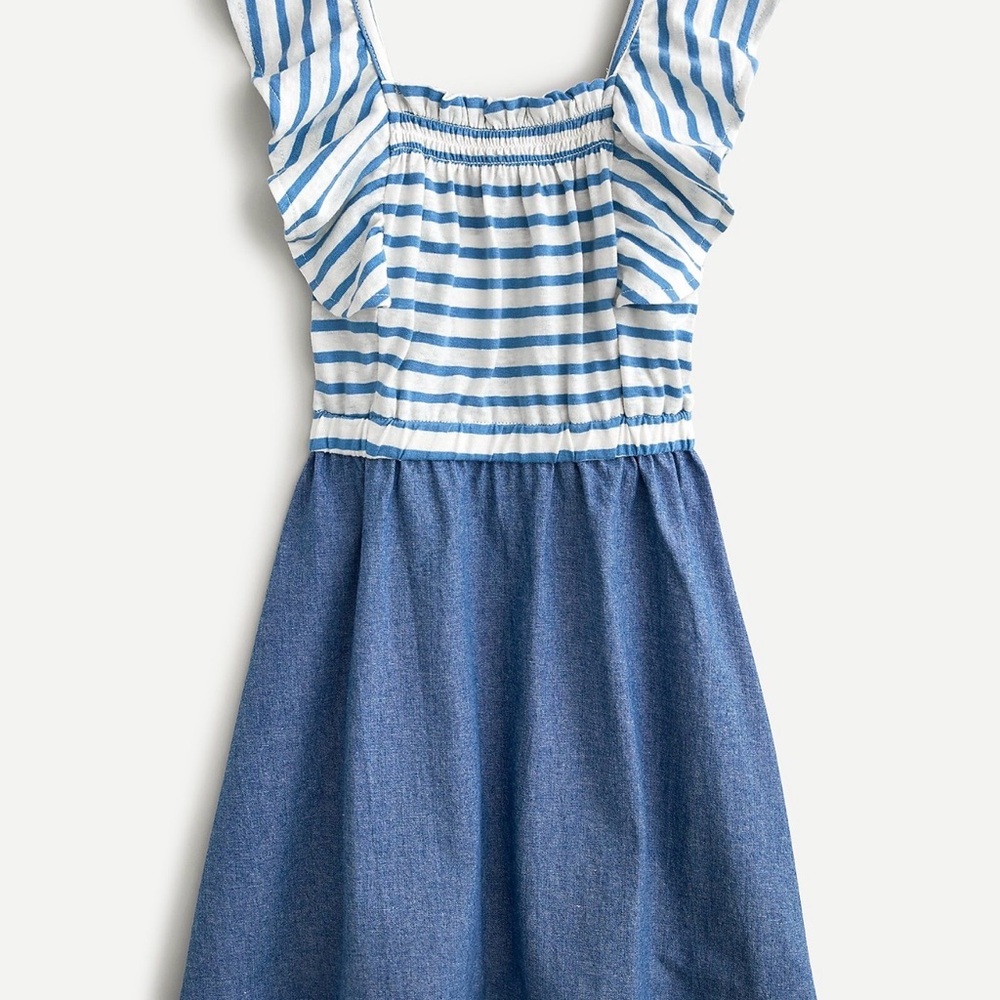 Crewcuts Blue Striped Sundress with Chambray Skirt